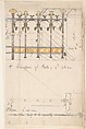 Design for an Iron Gate, Elevation and Plan, Richardson Ellson & Co., Pen and ink, brush and wash and watercolor