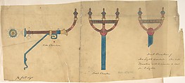 Design for Church Lights or Standards, Richardson Ellson & Co., Pen and ink, brush and wash and watercolor