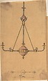 Design for [Gas?] Lights for a Church, Richardson Ellson & Co., Pen and ink, brush and wash and watercolor