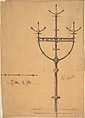 Design for [Gas?] Lights for a Church, Richardson Ellson & Co., Pen and ink, brush and wash and watercolor