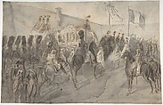 The Senator Returning from the Vatican, Constantin Guys (French, Flushing 1802–1892 Paris), Pen and brown ink, brush and  gray and black wash, over graphite