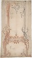 Study for a Mantel and Overmantel, Laurent Hubert (French, died ca. 1780), Red and black chalk