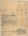 Church Gates, Elevation and Plan, Richardson Ellson & Co., Pen and ink, brush and wash