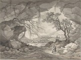 Landscape near Mödling, Jakob Matthias Schmutzer  Austrian, Brush and brown and gray ink, black chalk
