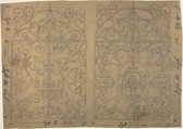 Ornament Designs on Two Panels, the Central Cartouches Decorated with Tents, Richardson Ellson & Co., Graphite