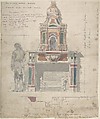 Design for a Chimneypiece Made from an Old Altarpiece, Anonymous, British, 19th century  British, Pen and ink and watercolor