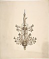 Design for a candelabrum, Anonymous, British, 19th century  British, Pen and brown ink, brush and gray wash