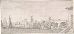 View of Rome from the Palatine, Pierre Charles Jombert (French, Paris 1748–1825), Black chalk, some accents in pen and black ink.