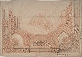 Design for the Decoration of a Ceiling, Charles de la Fosse (French, Paris 1636–1716 Paris), Red and black chalk, pen and brown ink