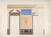 Design for Wall Elevation, Hôtel Candamo, Jules-Edmond-Charles Lachaise (French, died 1897), Pen and black ink, watercolor