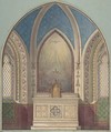 Design for Altar, Saint Clotilde, Jules-Edmond-Charles Lachaise (French, died 1897), Graphite, pen and black ink, watercolor, gouache, and gilt