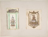 Two Designs for Ornamental Panels, Jules-Edmond-Charles Lachaise (French, died 1897), Graphite, pen and black ink, watercolor and gilt