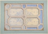 Design for Ceiling, Hôtel Hope, Jules-Edmond-Charles Lachaise (French, died 1897), Pen and black ink, gouache, and watercolor