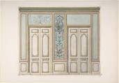 Design for a Pair of Doors Joined by an Ornamental Panel, Jules-Edmond-Charles Lachaise (French, died 1897), Graphite, pen and black ink, and watercolor