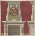 Design for Chimney Piece, Château du Duc de Meternick, Johannisburg, Jules-Edmond-Charles Lachaise (French, died 1897), Pen and black ink, watercolor, and gilt