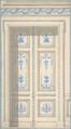 Design for Bedroom Doors, Hôtel de Jagan, Jules-Edmond-Charles Lachaise (French, died 1897), Pen and black ink, watercolor