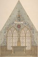 Design for Altar and Chapel, Farnborough, Jules-Edmond-Charles Lachaise (French, died 1897), Pen and black ink, watercolor, gouache, and gilt