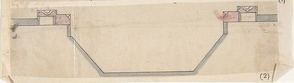 Design for Fireplace and Grate: Plan, Anonymous, British, 19th century British, Pen and ink and watercolor on linen