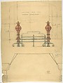 Design for a Grate, with Plan, Anonymous, British, 19th century  British, Pen and ink, graphite and watercolor