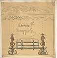Design for a Grate, Anonymous, British, 19th century  British, Pen and ink, graphite and watercolor