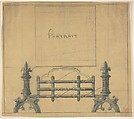 Design for a Fireplace Grate, Anonymous, British, 19th century, Pen and ink, watercolor and graphite on tracing paper