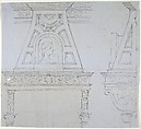 Mantelpiece Design with Mirror, Anonymous, British, 19th century  British, Pen and ink