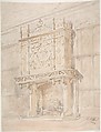 Medieval or Tudor Chimneypiece Design, Anonymous, British, 19th century  British, Pen and brown ink, brush and wash