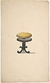 Design for a Piano Stool, Gillows  British, Pen and ink, gouache (bodycolor)