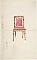 Design for a Chair with Turned Front Legs and Supports, Gillows  British, Pen and ink, gouache (bodycolor)