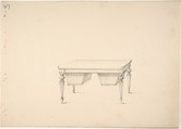 Design for a Worktable with Two Suspended Containers (Verso: Sketch for desk), Anonymous, British, 19th century, Graphite