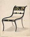 Design for an Armchair, Gillows  British, Pen and ink, gouache (bodycolor)