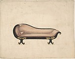 Design for a Sofa on Casters, Gillows  British, Pen and ink, gouache (bodycolor)