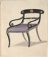 Design for a Chair, Gillows  British, Pen and ink, gouache (bodycolor)