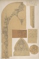 Seven Miscellaneous Designs for the de la Rochejaquelein Family, Jules-Edmond-Charles Lachaise (French, died 1897), Graphite