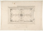Design for Ceiling in Chinois Style, Empress Eugénie's Hotel, Jules-Edmond-Charles Lachaise (French, died 1897), Pen and black ink, brush and gray wash