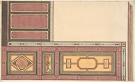 Pompeiian Design for Paneling, Jules-Edmond-Charles Lachaise (French, died 1897), Pen and black ink, watercolor