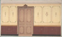 Pompeiian Design for Wall and Doorway, Jules-Edmond-Charles Lachaise (French, died 1897), Pen and black ink, graphite, watercolor, gouache