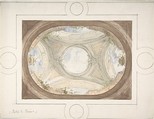 Design for Trompe L'Oeil Ceiling for Dining Room, Hôtel de Trévise, Jules-Edmond-Charles Lachaise (French, died 1897), Graphite and watercolor