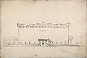 Design for the Corner of a Decoration (recto); Sketch of Monumental Building with Four Temple-Front Entrances (verso), Jacques de Lajoüe (French, Paris 1686–1761 Paris), Pen and dark gray ink, brush and gray wash, with parallel diagonal lines and scale in black chalk, and with incised lines square off in lower part of sheet (recto); pen and gray ink over black chalk (verso). Framing lines on bottom and right side (recto)