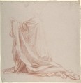 Kneeling Prelate, Alexandre Laemlein (French, Hohenfeld 1813–1871 Pontlevoy), Red chalk on light gray paper