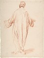 Back View of Standing Woman, Alexandre Laemlein (French, Hohenfeld 1813–1871 Pontlevoy), Red chalk