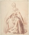 Seated Prelate, Alexandre Laemlein (French, Hohenfeld 1813–1871 Pontlevoy), Red chalk