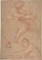 Two Muses, Charles Le Brun (French, Paris 1619–1690 Paris), Red chalk, heightened with white, on beige paper