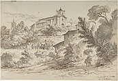 The Church of São Martinho in Sintra, Portugal, Pierre Lélu (French, Paris 1741–1810 Paris), Pen and brown ink, brush and brown and gray wash, over traces of graphite