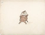 Design for a Two-sided Bookstand with Shelves (Verso: sketch), Anonymous, British, 19th century, Pen and ink, brush and wash, watercolor