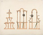 Design for Three Hat and Umbrella Stands, Anonymous, British, 19th century  British, Pen and ink, watercolor