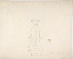 Design for a Two Tiered Book Cabinet with Turned Feet and Ornament (Verso: sketch), Anonymous, British, 19th century, Graphite