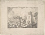 Architectural Fantasy, Joseph Lemercier (French, 1803–1887), Pen and black and gray ink
