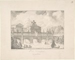 Design for a Triumphal Bridge, Joseph Lemercier (French, 1803–1887), Pen and black and gray ink