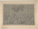 The Nativity, Louis Licherie de Beurie (French, Houdan 1629–1687 Paris), Black and white chalk on light brown paper